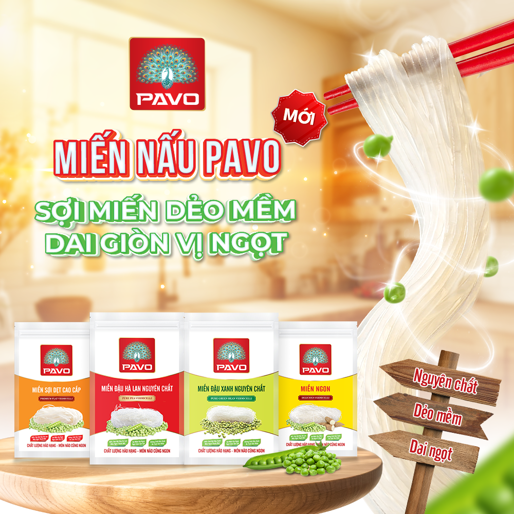 MIẾN NẤU PAVO – SỢI MIẾN DẺO MỀM, DAI GIÒN VỊ NGỌT